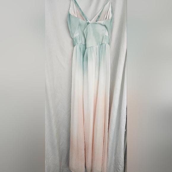 Womens Venus long Padded Bust Zipper maxi ombre dress peach pink teal size 6 - Picture 3 of 6